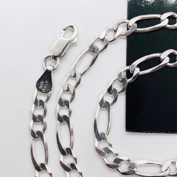 Sterling Silver 5mm 16" Figaro Chain - Picture 4 of 5